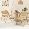 Costway Foldable Dining Chairs Set of 2/4 with Woven Rattan Backrest & Seat Rubber Wood Frame Natural